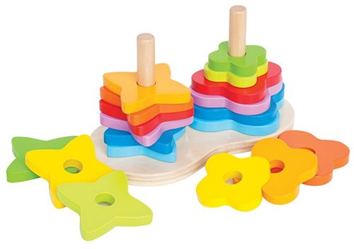 Hape Rainbow stacking shapes wooden toy - 19-piece educational set-3