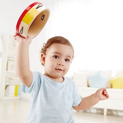 Hape wooden tambourine musical instrument for kids colorful