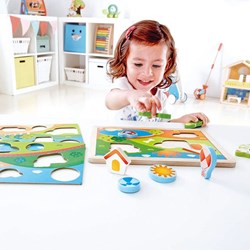 Hape Pepe & Friends wooden puzzle 3-in-1 colorful toy