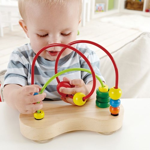 Hape Bead Maze educational toy with suction cups and colorful beads