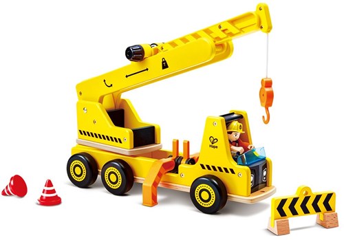 Hape wooden crane toy - construction vehicle for kids from 2 years-2