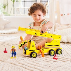Hape wooden crane toy - construction vehicle for kids from 2 years