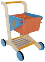 Hape wooden shopping cart toy - pretend play trolley blue-2