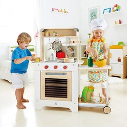 Hape wooden kids kitchen Cook n Serve play kitchen with counter
