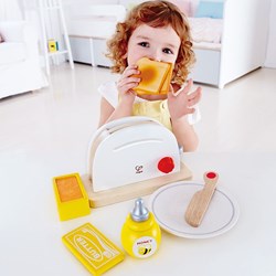 Hape wooden kitchen accessories - pop-up toaster set for kids