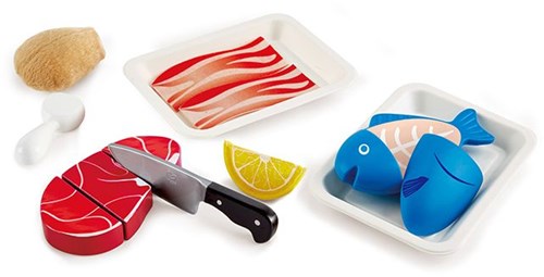 Hape kitchen playset meat and fish - toy food for children-2