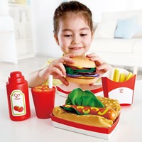 Hape Fast food play set with burger, hotdog and fries for kids