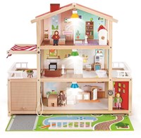 Hape dollhouse family mansion wooden playhouse with accessories-2