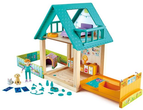 Hape Dollhouse vet wooden playset with accessories-2