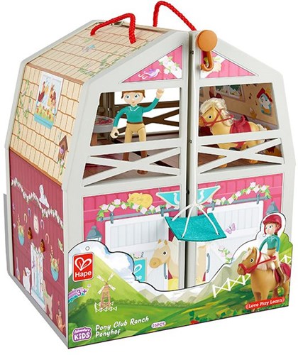 Hape dollhouse Pony Club Ranch wooden playset with accessories-2