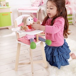 Hape wooden doll high chair with cushion - sustainable toy
