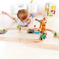 Hape train set crane - large wooden crane toy for kids