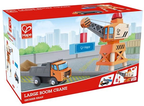 Hape train set crane - large wooden crane toy for kids-3