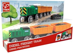 Hape diesel freight train wooden toy train ore blocks