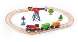 Hape wooden train set freight transport with crane and accessories