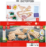 Hape wooden train track set - expansion pack 14-piece toy-2