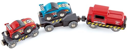 Hape Race Car Transport Train Wooden Toy Set Racetrack Kids-2