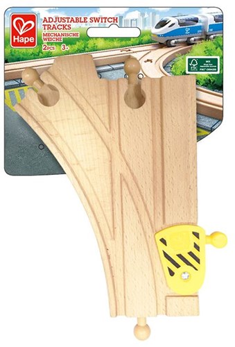 Hape wooden train tracks adjustable switch tracks 2 pieces toy-2