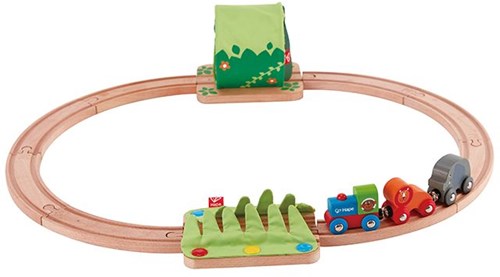 Hape wooden train set jungle adventure - colorful toy-2
