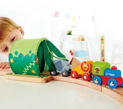 Hape wooden train set jungle adventure - colorful toy