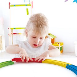 Hape train tracks rainbow wooden set – colourful toy railway