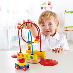 Hape train track bead maze wooden toy rainbow