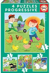 Educa farm animals kids puzzle progressive 6-9-12-16 pieces jigsaw