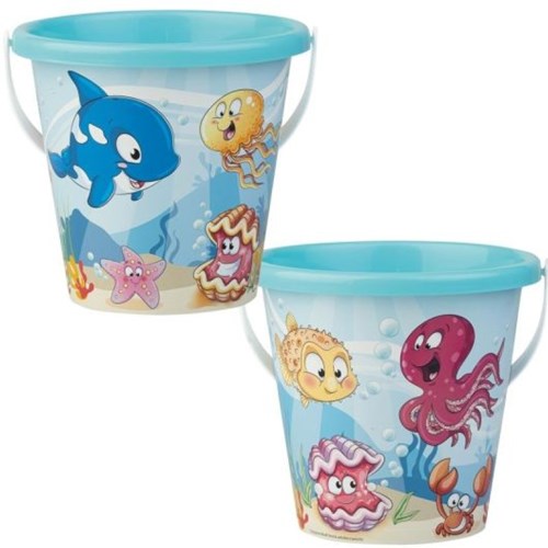 Androni Giocattoli beach bucket blue with handle Happy Fish 17cm toy-2