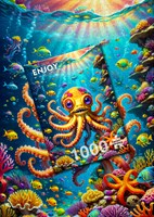 Enjoy Puzzle jigsaw Cute Octopus - 1000 pieces colorful underwater fun-2