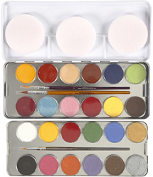 Eulenspiegel face paint palette 24 water-based colours for kids & adults