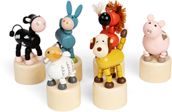 BigJigs farm animals wooden pushup toy - colourful and educational