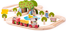 BigJigs wooden farm train set - 44 piece toy set