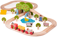 BigJigs wooden farm train set - 44 piece toy set-2