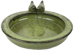 Esschert Design ceramic bird bath green - garden bird water bowl 33 cm