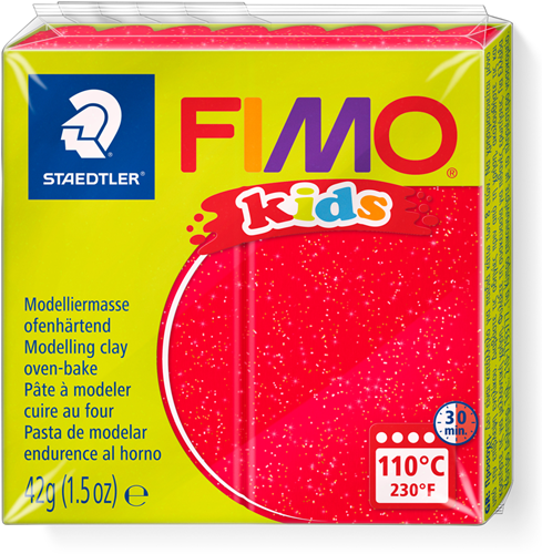 Fimo modelling clay kids glitter red 42g oven-bake creative