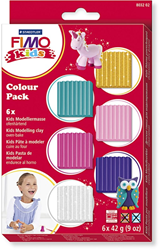Fimo modelling clay kids colour set - 6 glitter and pastel colours