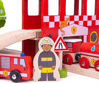 BigJigs wooden fire station train set - 39 piece toy-3