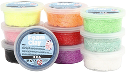 Foam Klei - Glitter Kleuren, 10x35gr.