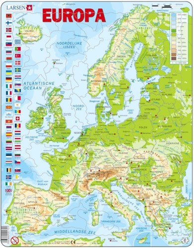 Larsen jigsaw puzzle Europe map - educational cardboard 87 pieces