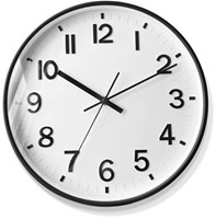 Attalos Wall Clock - Silent Quartz Clock - Minimalist Design Clock - Wall Clock 30cm - Black with White