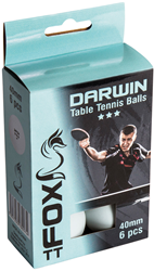Fox TT table tennis balls Darwin 3 Star 40mm white 6 pack