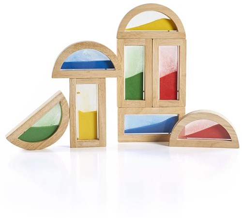 Guidecraft rainbow block set - wooden toy with sand and color-2