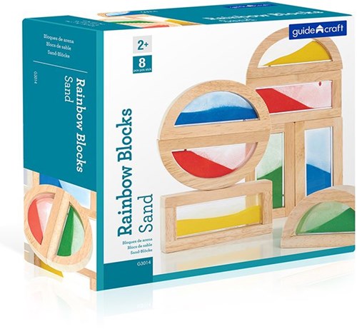 Guidecraft rainbow block set - wooden toy with sand and color