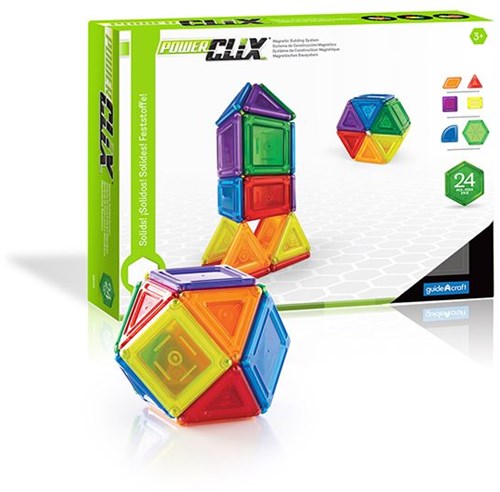 Guidecraft construction toy PowerClix Solid 24-piece building set colorful