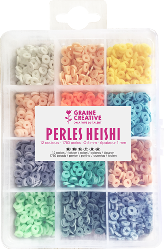 Graine Creative beads set Heishi pastel 6 mm 1750 pieces jewelry making