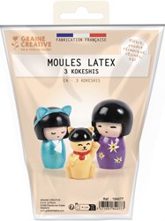 Graine Creative latex casting mold Japanese Kokeshi set 3 pieces craft