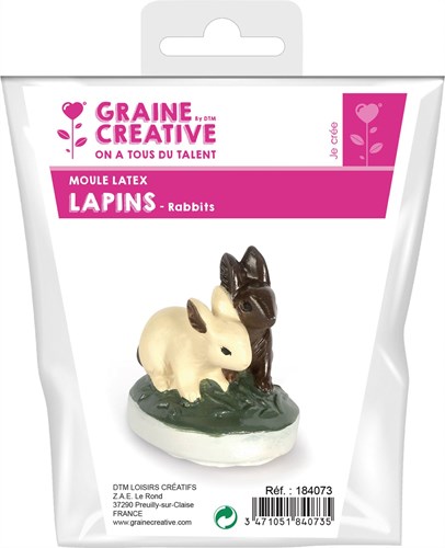 Graine Creative latex casting mould bunnies 6 cm craft mould