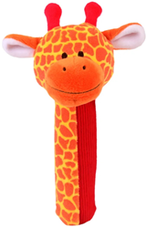 Fiesta Crafts Giraffe plush rattle baby toy colourful