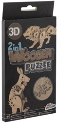 Grafix wooden 3D puzzle construction kit - kangaroo and lion animals