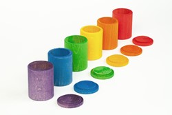 Grapat Wooden Coloured Cups with Lid - 6 pieces